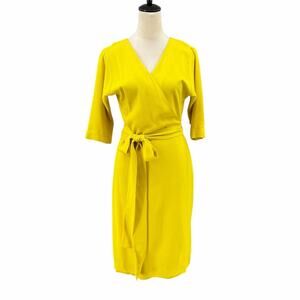 Diane von Furstenberg NWT Shannon Reversible Lemon Yellow Silk Wrap Dress DVF